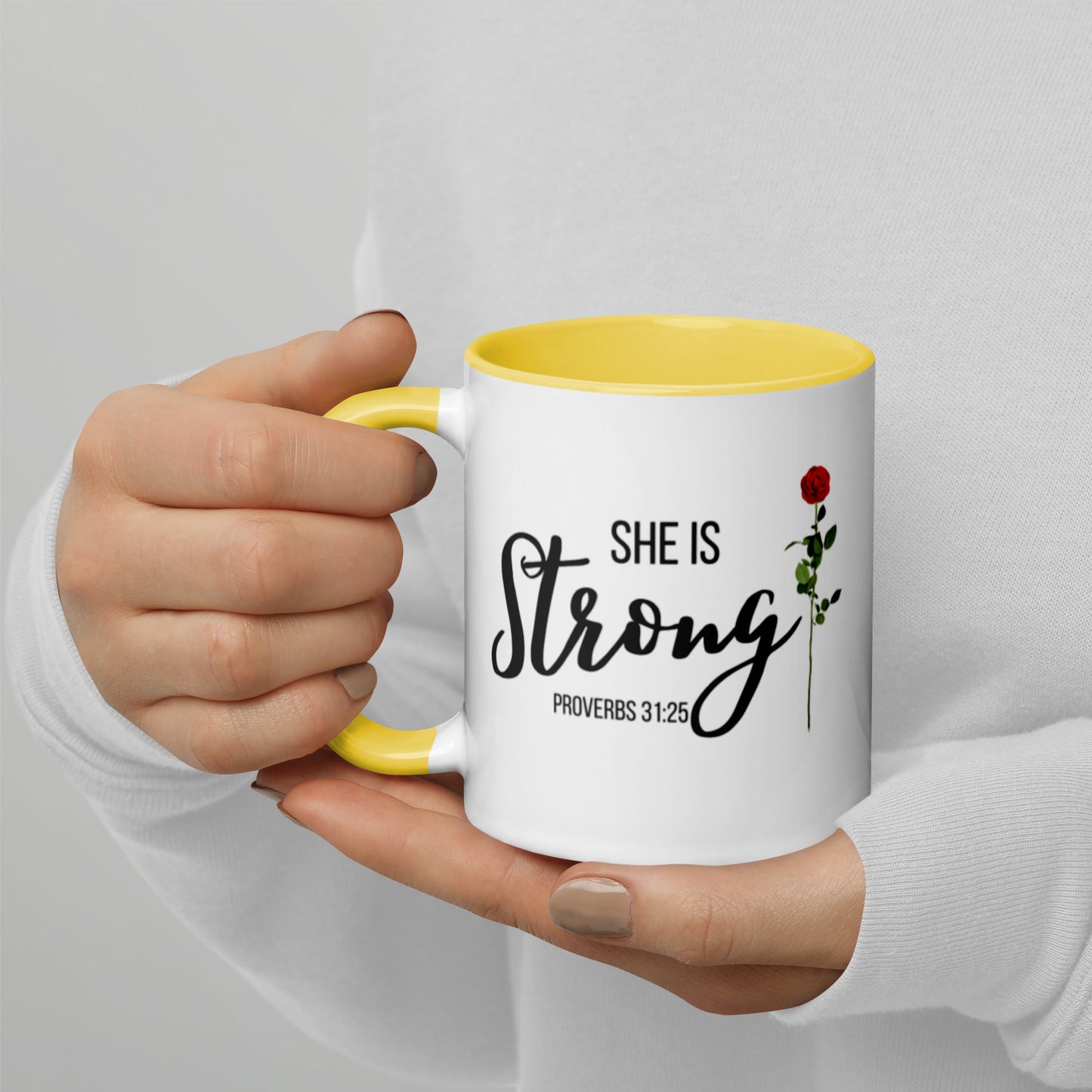 She Is Strong Mug with Color Inside