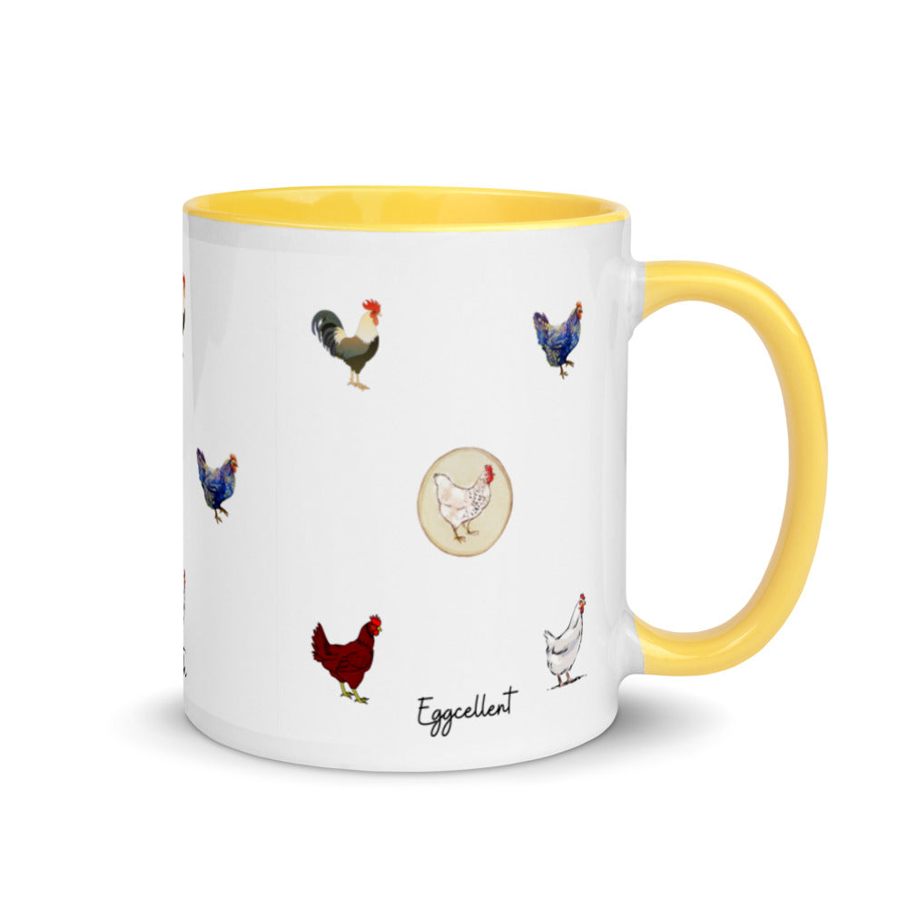 Chicken Coffee Mug with Color Inside, Easter Gifts For Adults, Perfect Gift For Chicken Keeper, Chicken Enthusiast
