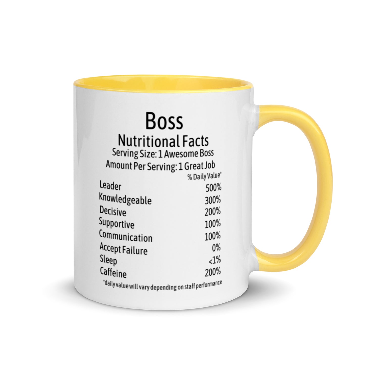 Boss Coffee Mug Two Tone Nutrition Facts Cup Appreciation Gifts For Bossed Up Lady, Girl, Women, Men, Bosses Day, Leaving Present, Birthday Gift