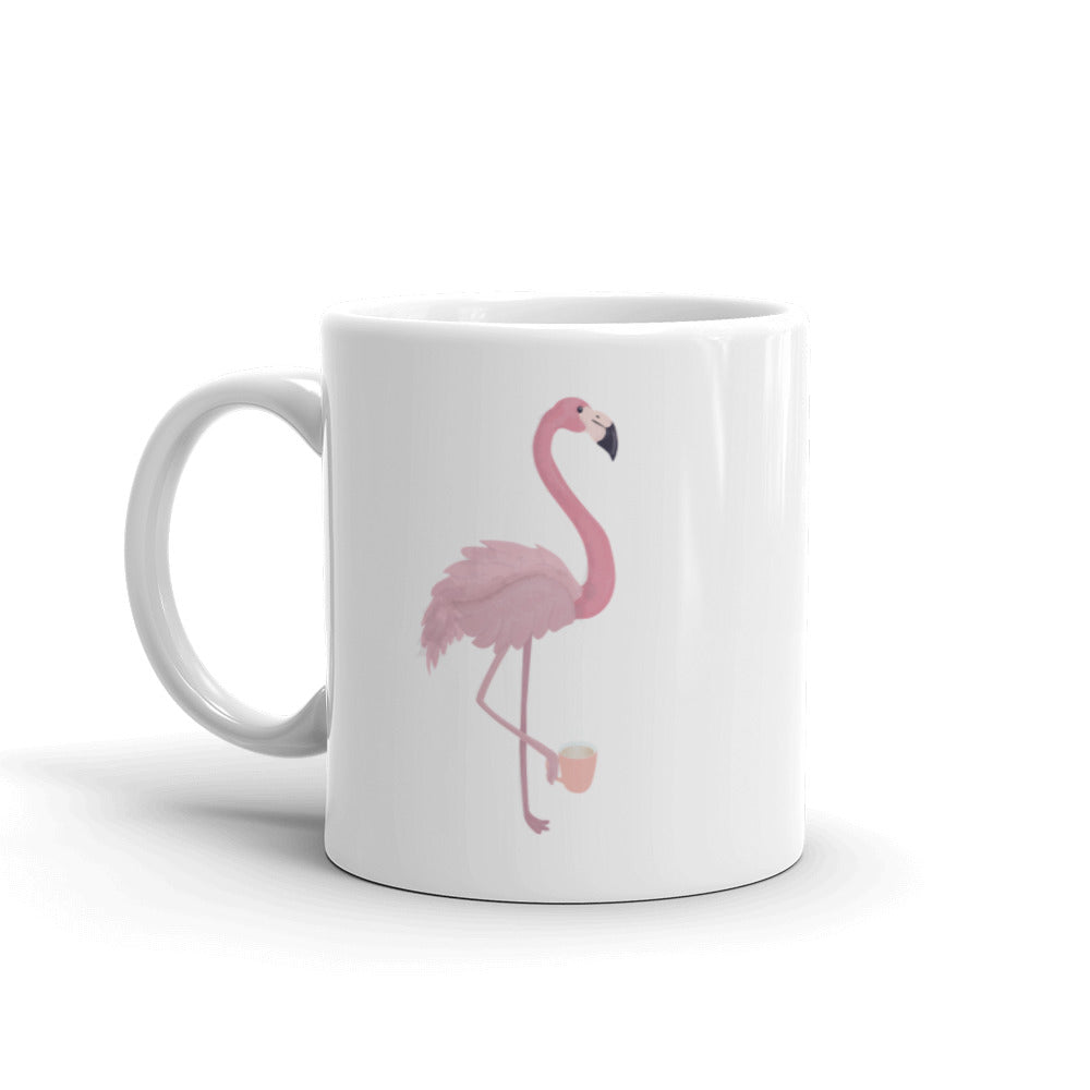 Flamingo Themed Gifts - Flamingo With Coffee Mug