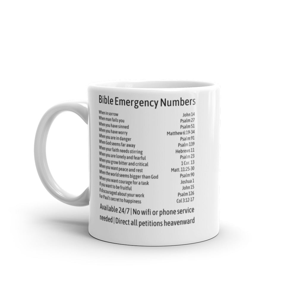 Unique Religious Gifts - Bible Emergency Numbers Coffee Mug