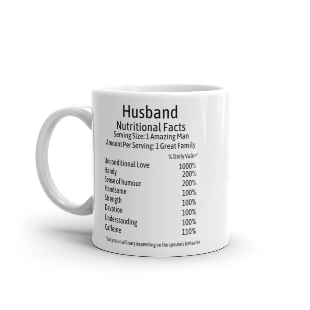 Husband Mug Nutrition Facts Gift For Birthday, Engagement, Wedding, Anniversary, Sentimental Present