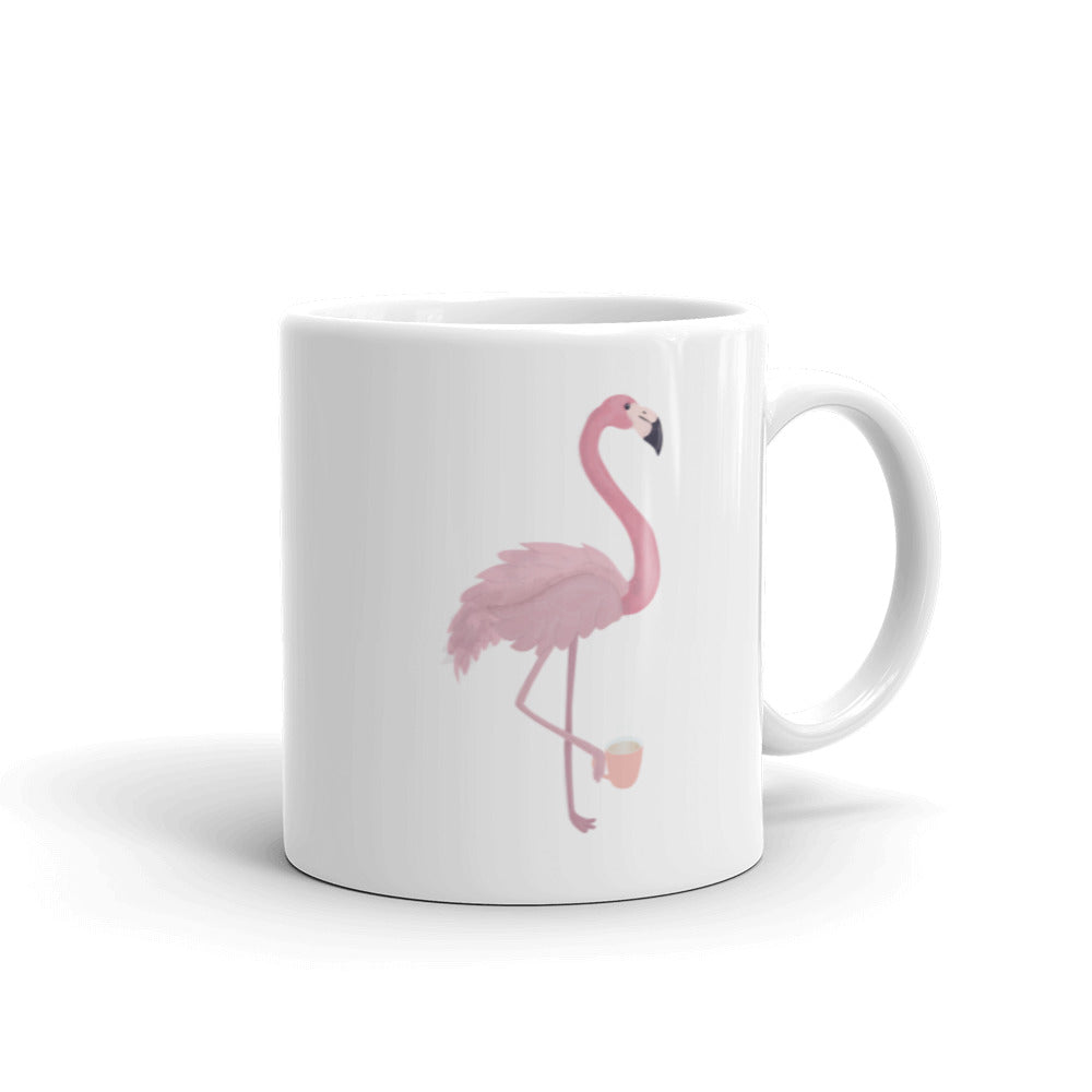 Flamingo Themed Gifts - Flamingo With Coffee Mug