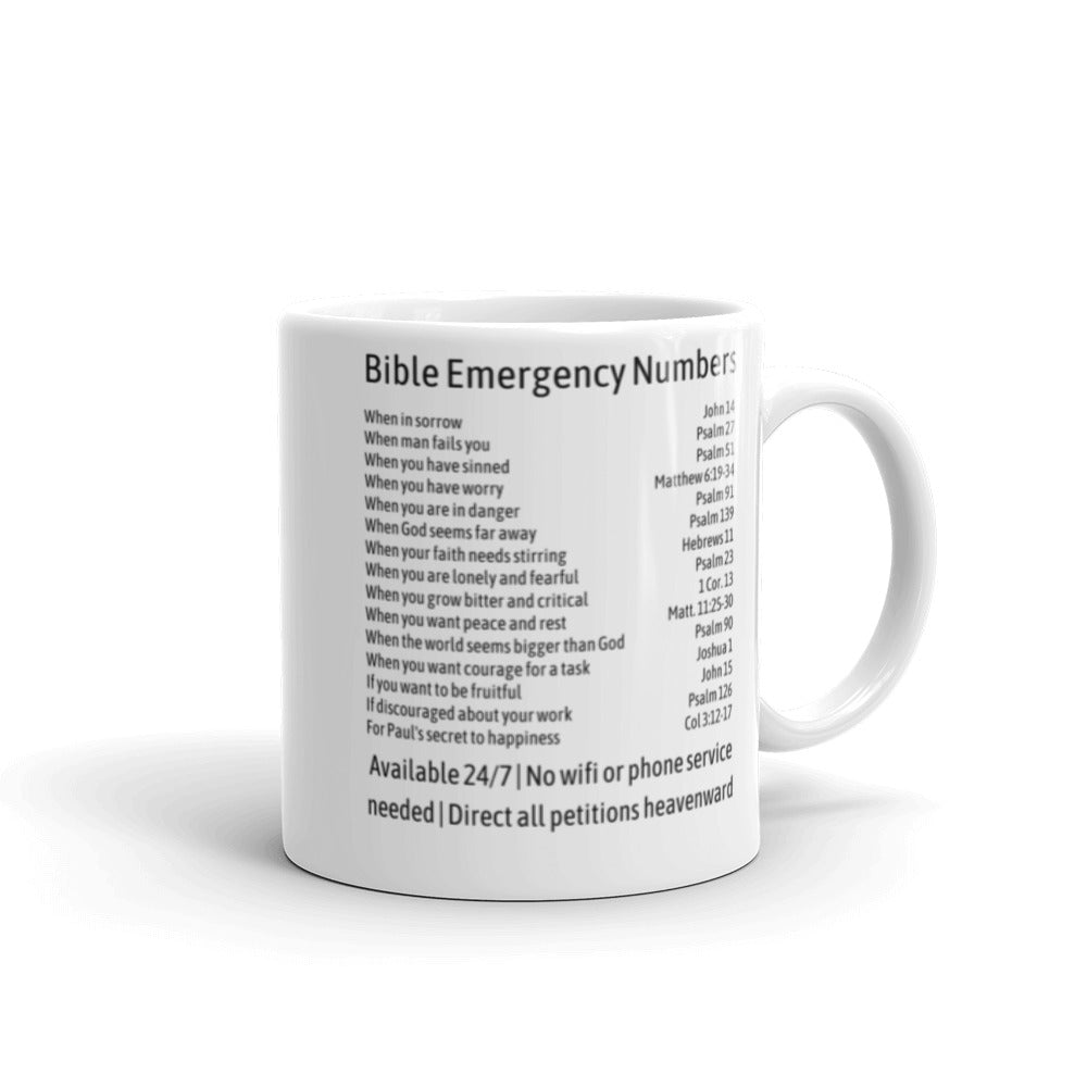 Unique Religious Gifts - Bible Emergency Numbers Coffee Mug