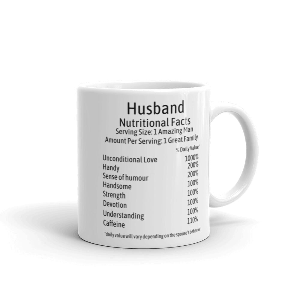 Husband Mug Nutrition Facts Gift For Birthday, Engagement, Wedding, Anniversary, Sentimental Present