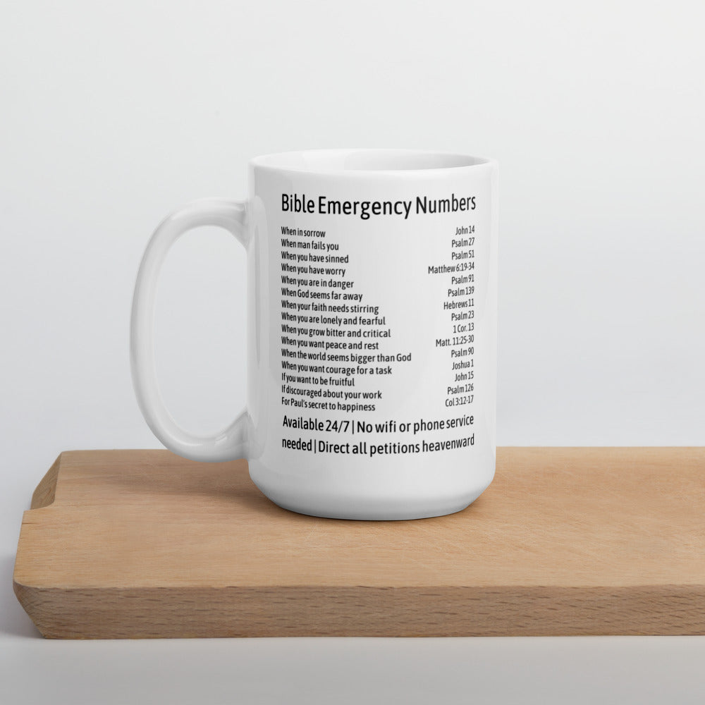 Unique Religious Gifts - Bible Emergency Numbers Coffee Mug