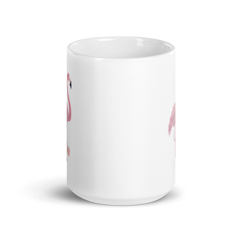 Flamingo Themed Gifts - Flamingo With Coffee Mug