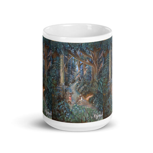 Crossing Stream In Lush Rainforest Art Print Mug