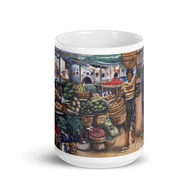 Native African Market Art Print Mug