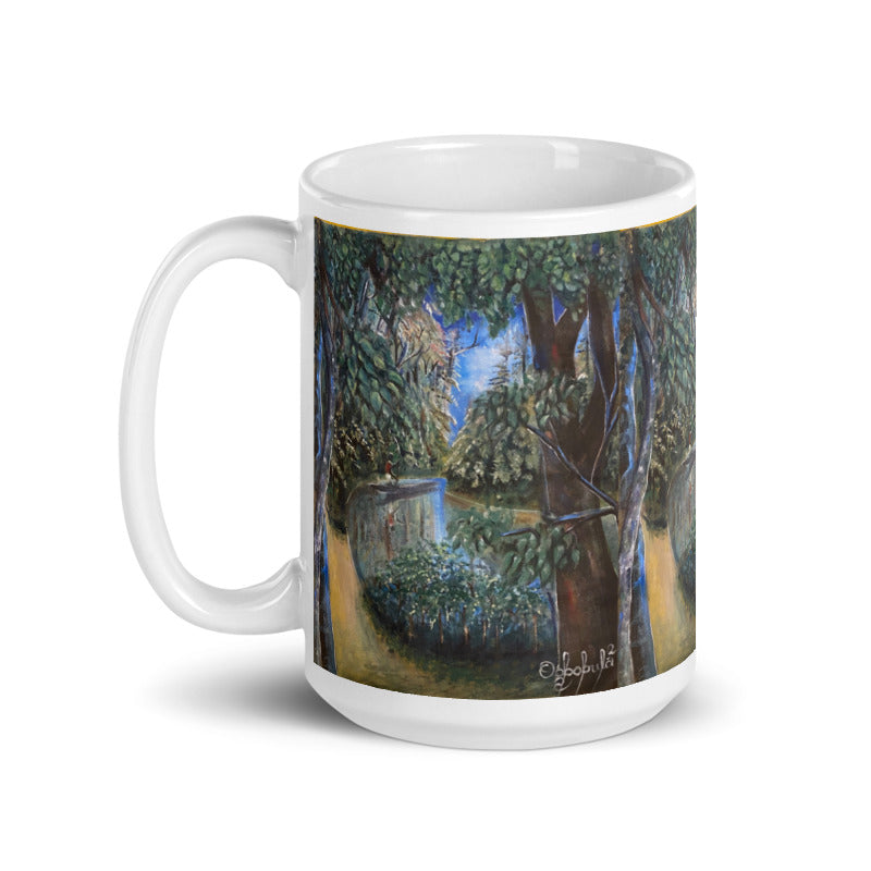 Canoeing In Lush Tropical Forest Art Print Mug