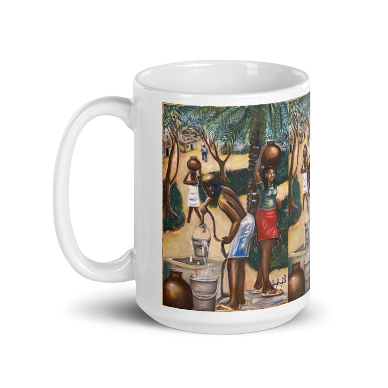 Fetching Water Native African Village Art Print Mug