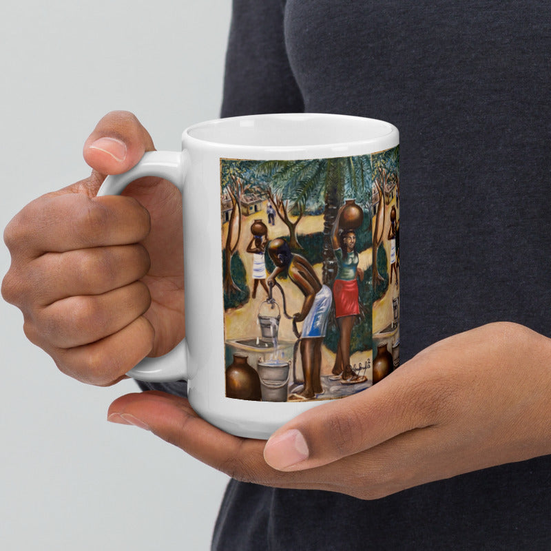 Fetching Water Native African Village Art Print Mug