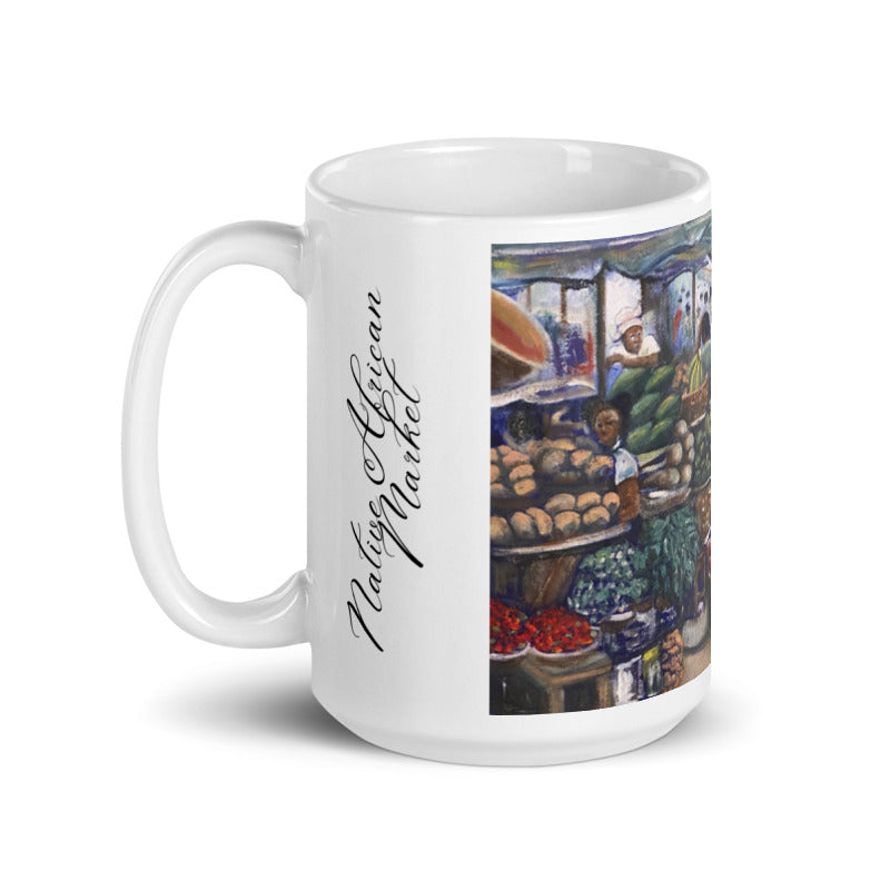 Native African Market Art Print Mug