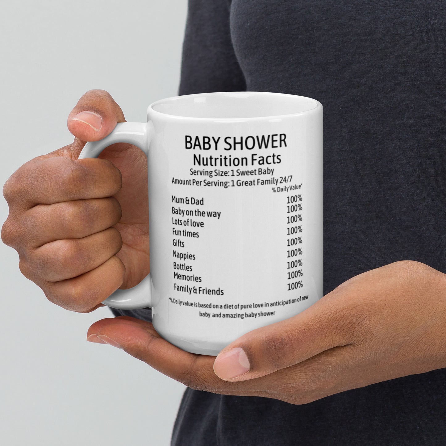 Baby Shower Nutrition Facts Mug