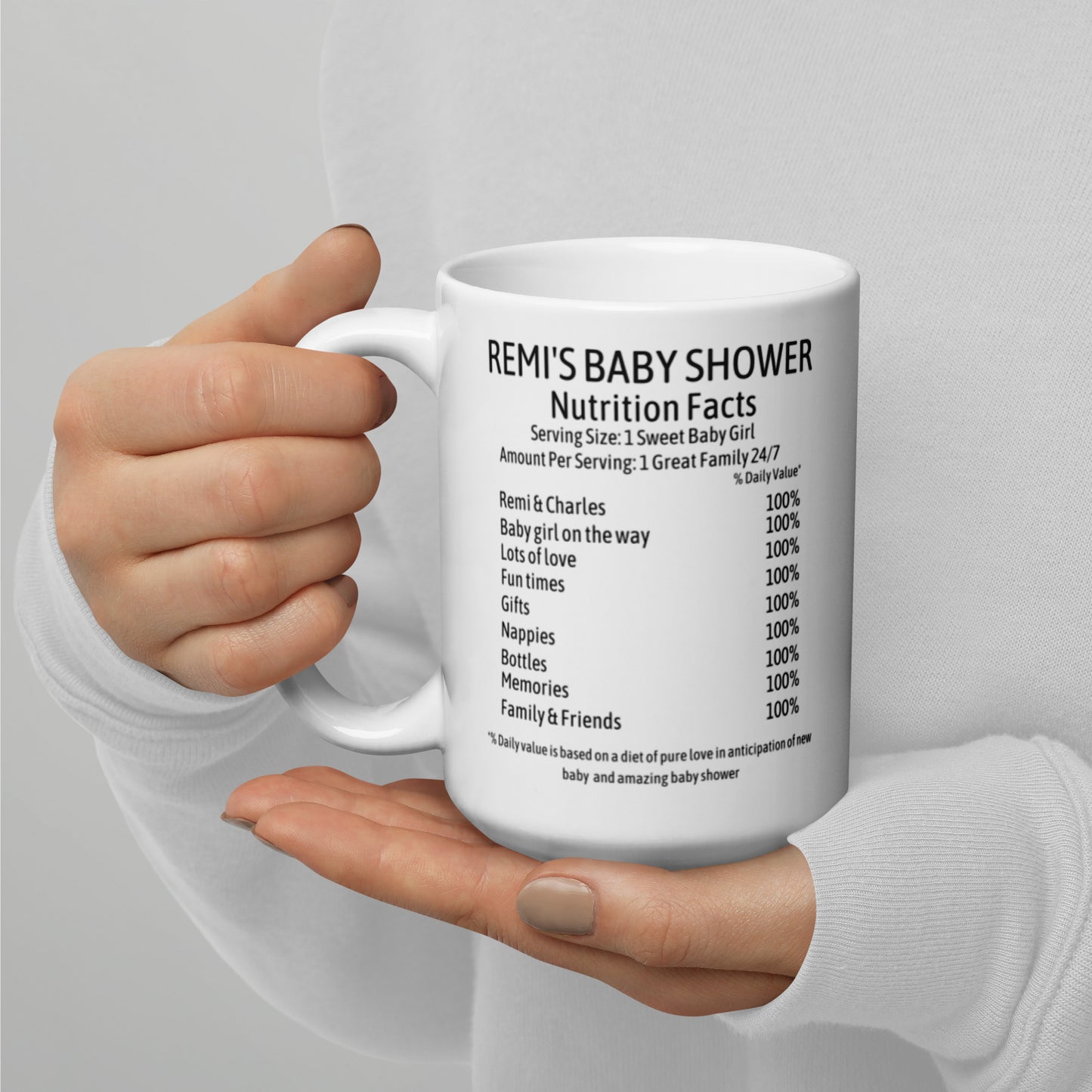 Personalised Baby Shower Nutrition Facts Mug