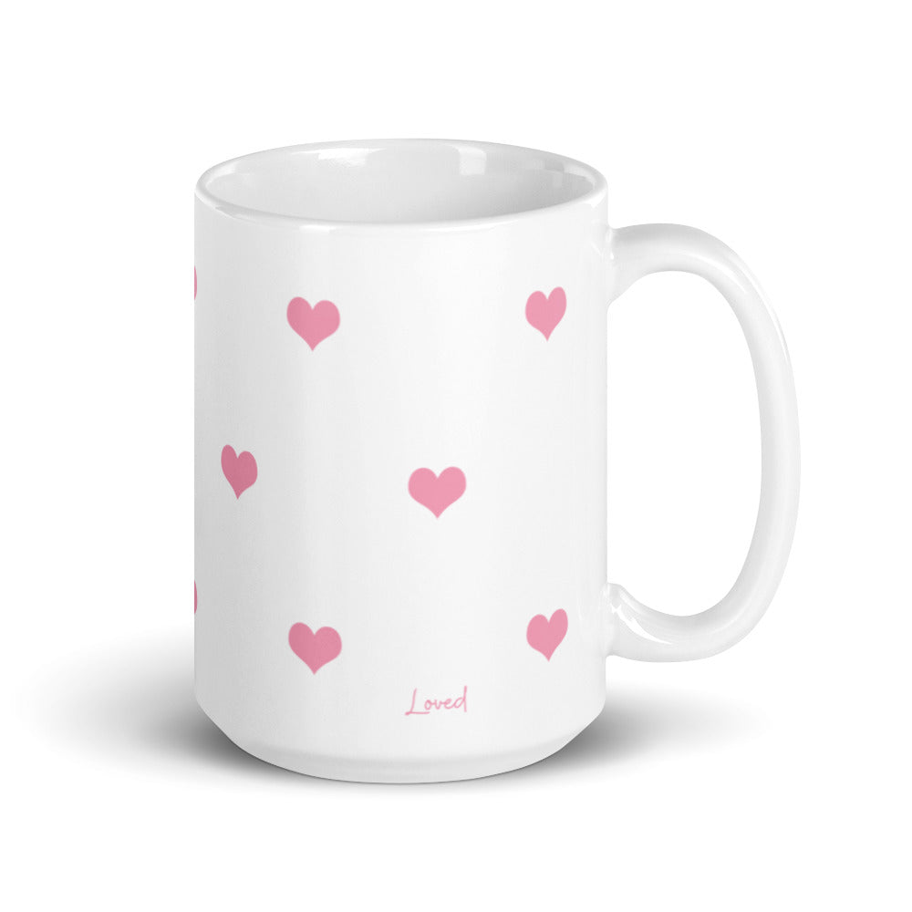 Loved Ones Gift - Mug With Pink Hearts And Message