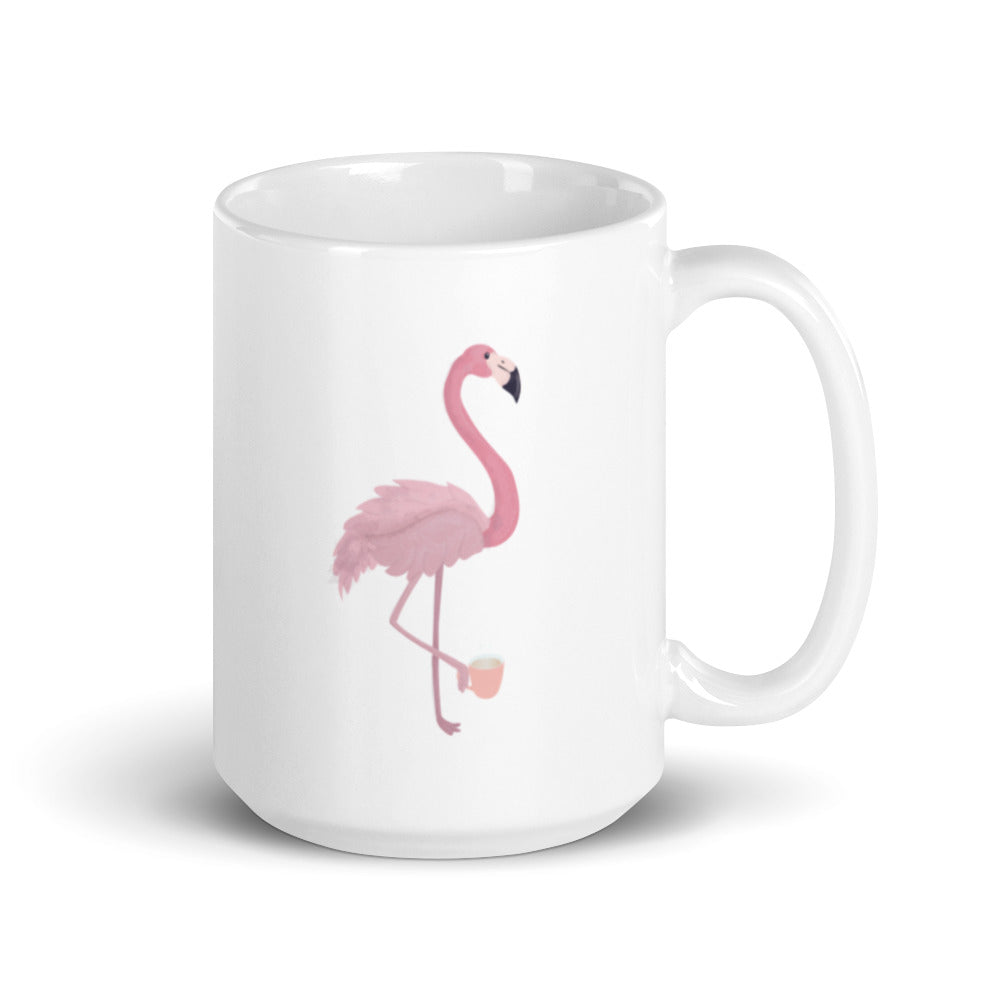 Flamingo Themed Gifts - Flamingo With Coffee Mug