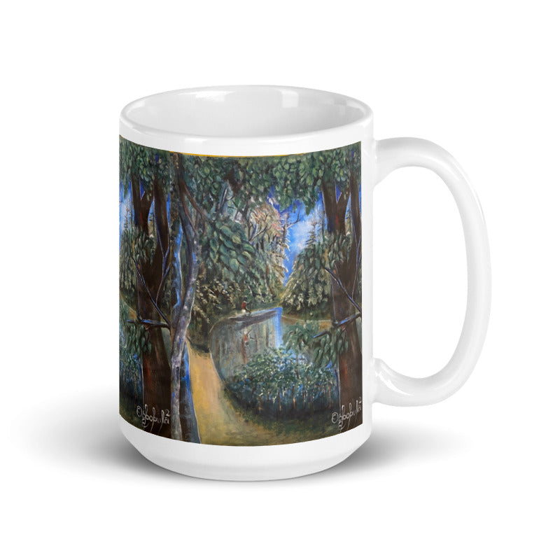 Canoeing In Lush Tropical Forest Art Print Mug