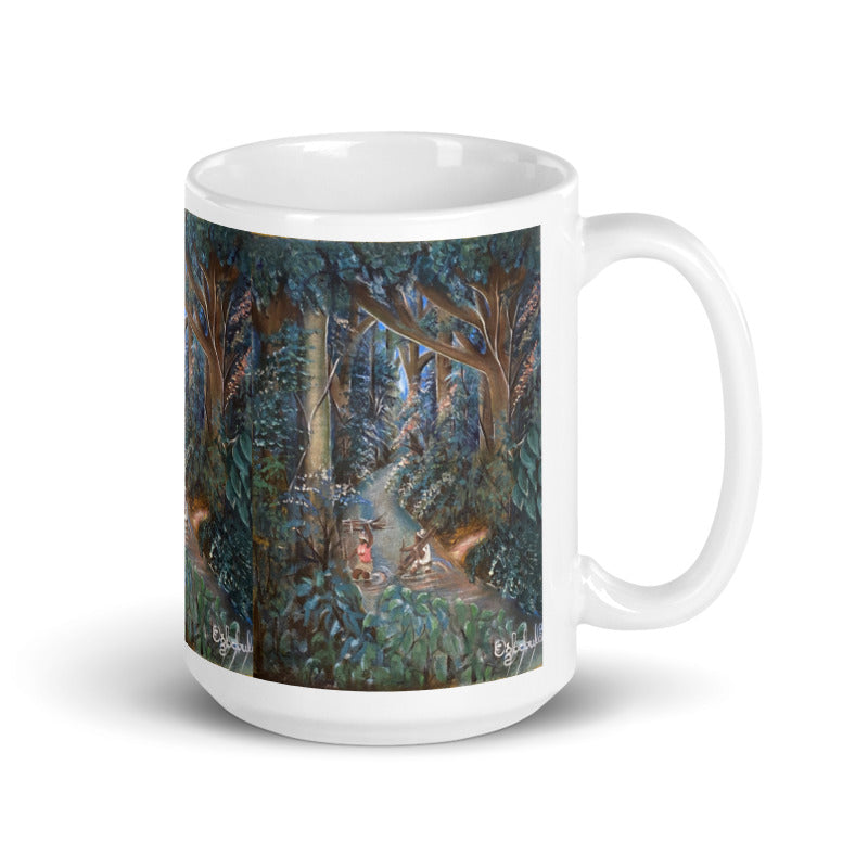 Crossing Stream In Lush Rainforest Art Print Mug