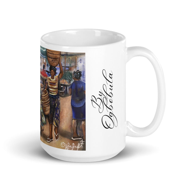 Native African Market Art Print Mug