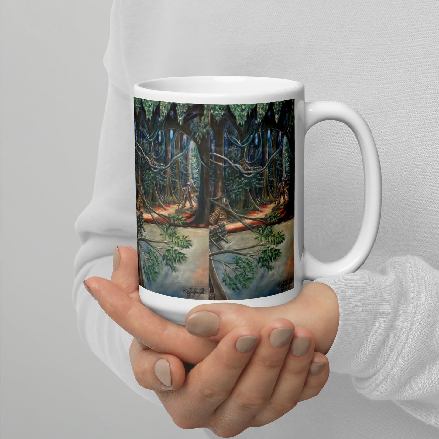 Fishing In A Tropical Rainforest Art Print Mug