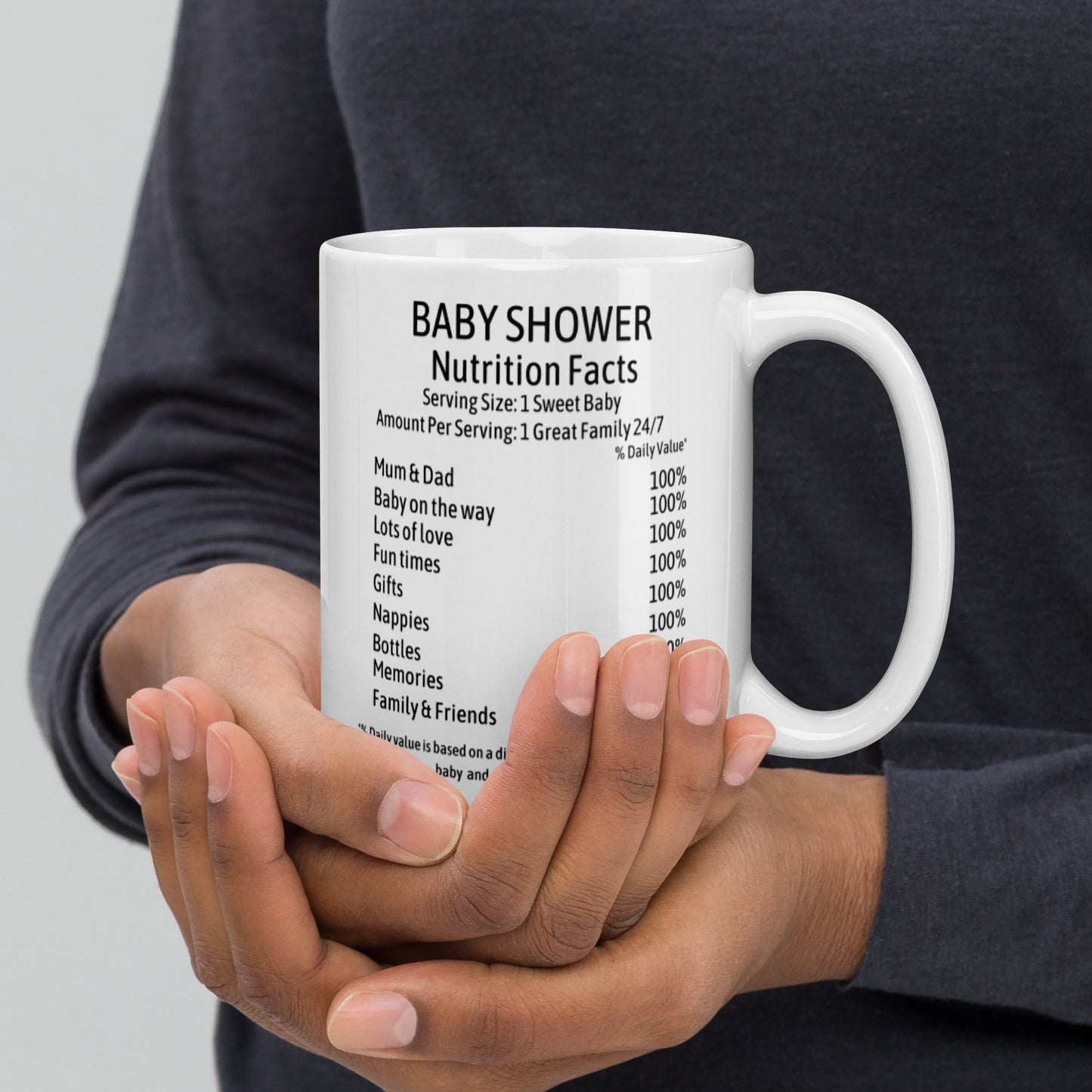 Baby Shower Nutrition Facts Mug