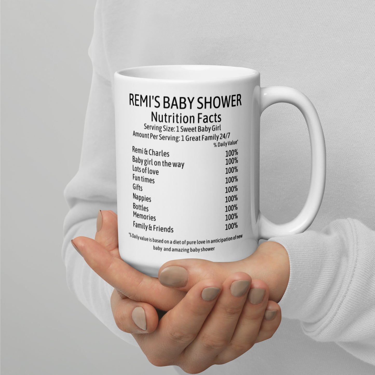 Personalised Baby Shower Nutrition Facts Mug