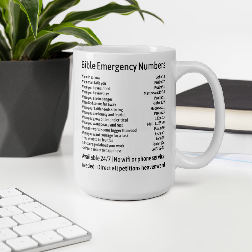 Unique Religious Gifts - Bible Emergency Numbers Coffee Mug