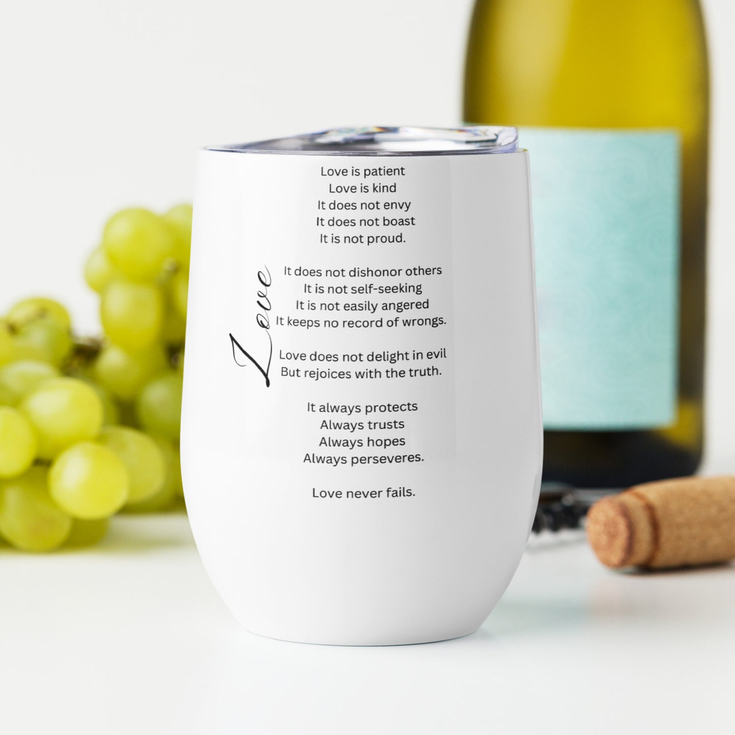 Love Is Patient Wine tumbler