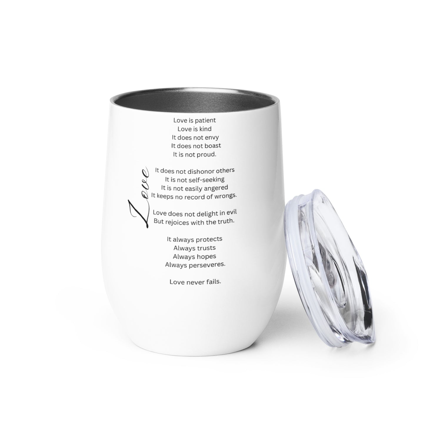 Love Is Patient Wine tumbler