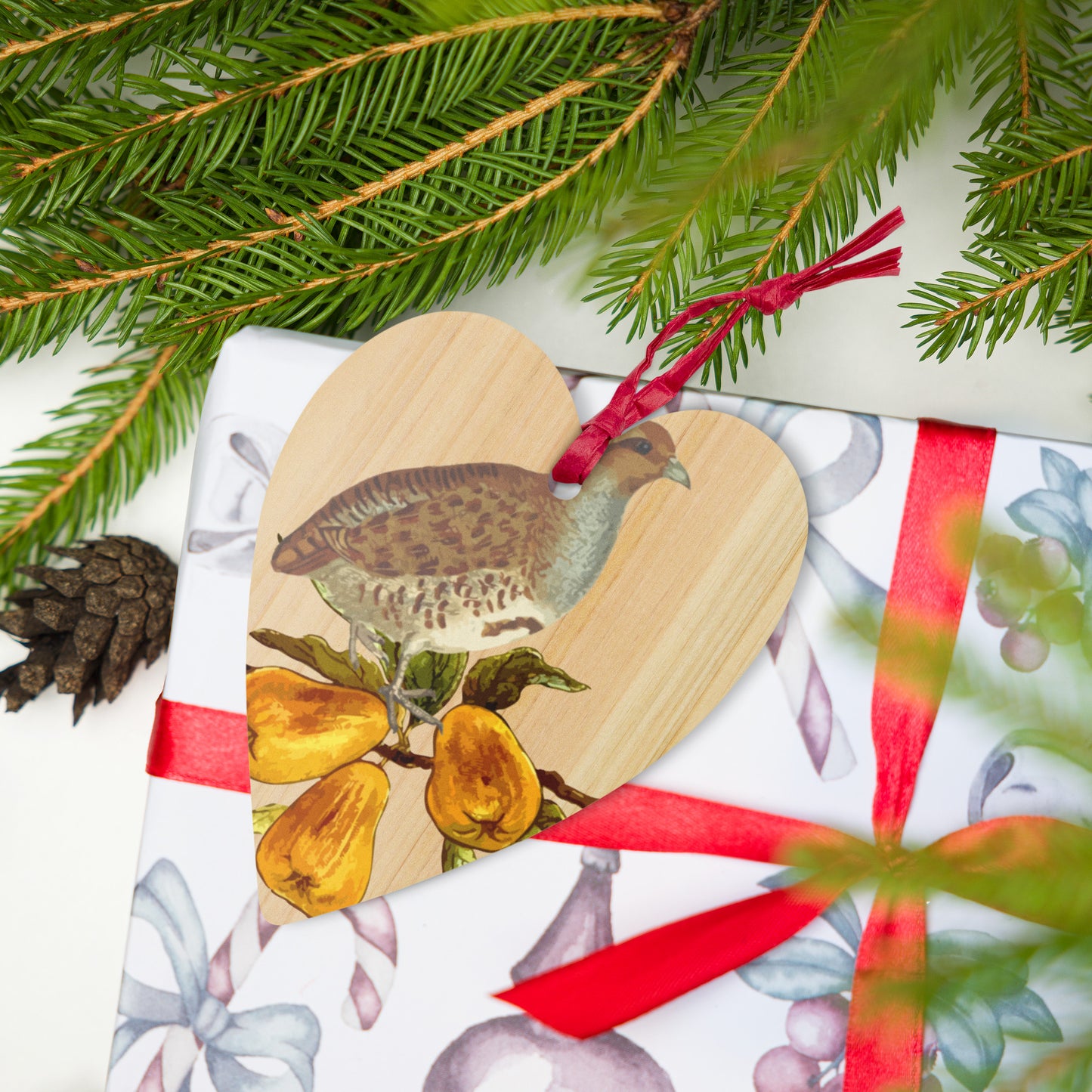 Partridge In A Pear Tree Wooden Ornaments