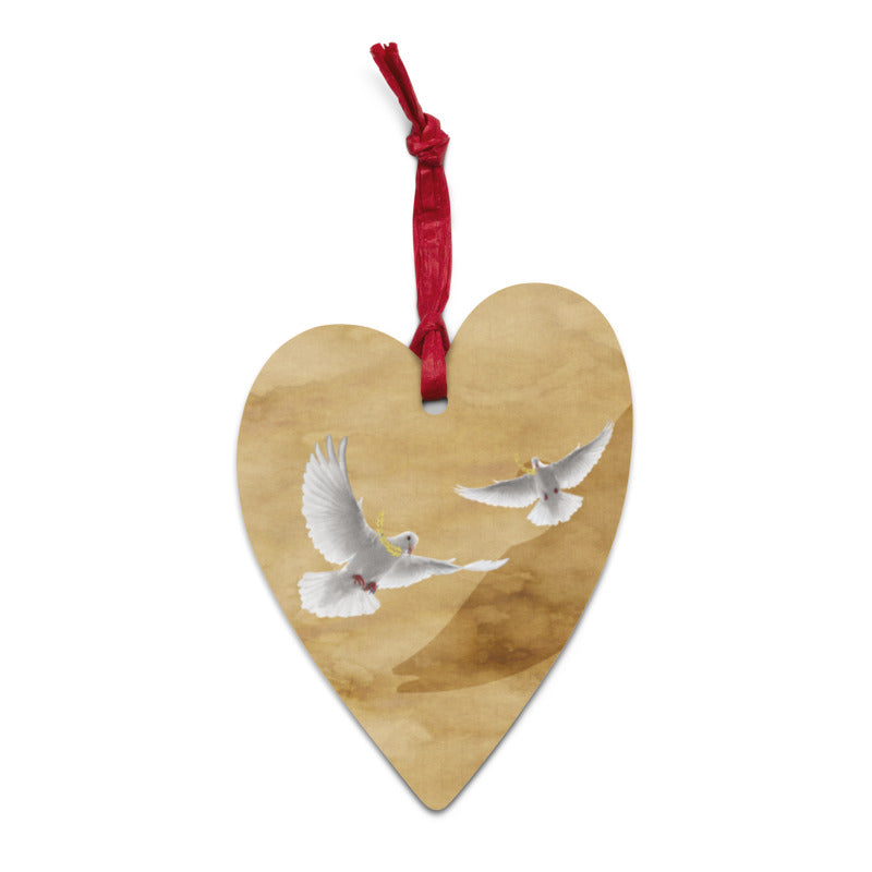 Two Turtle Doves Wooden Ornaments