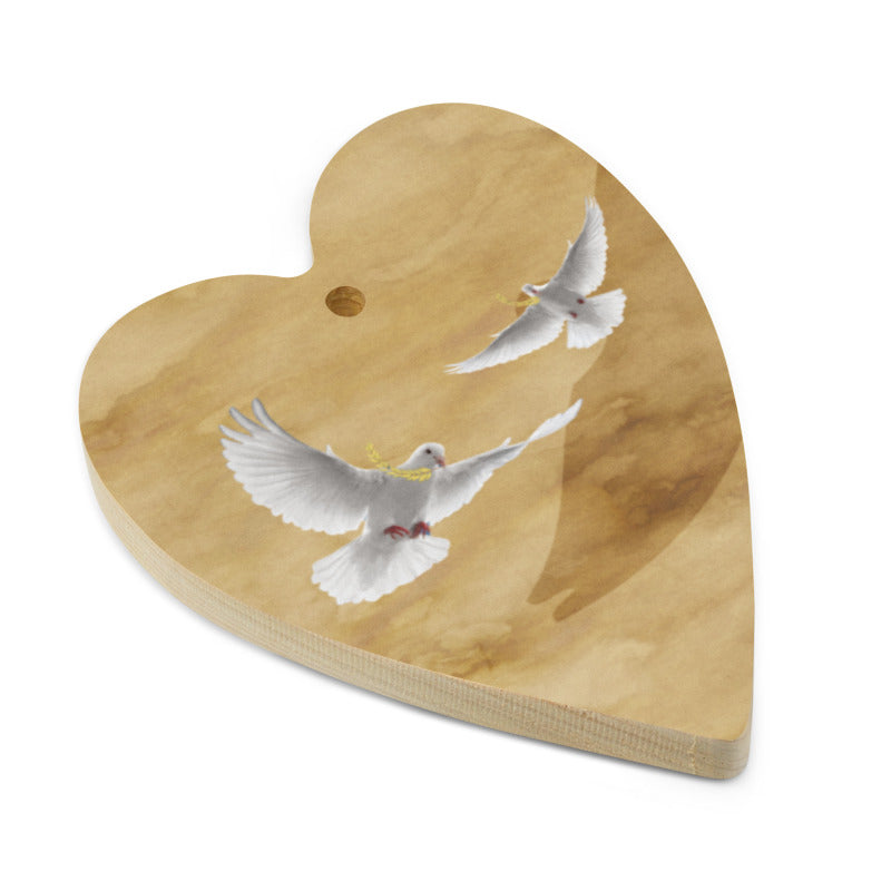 Two Turtle Doves Wooden Ornaments