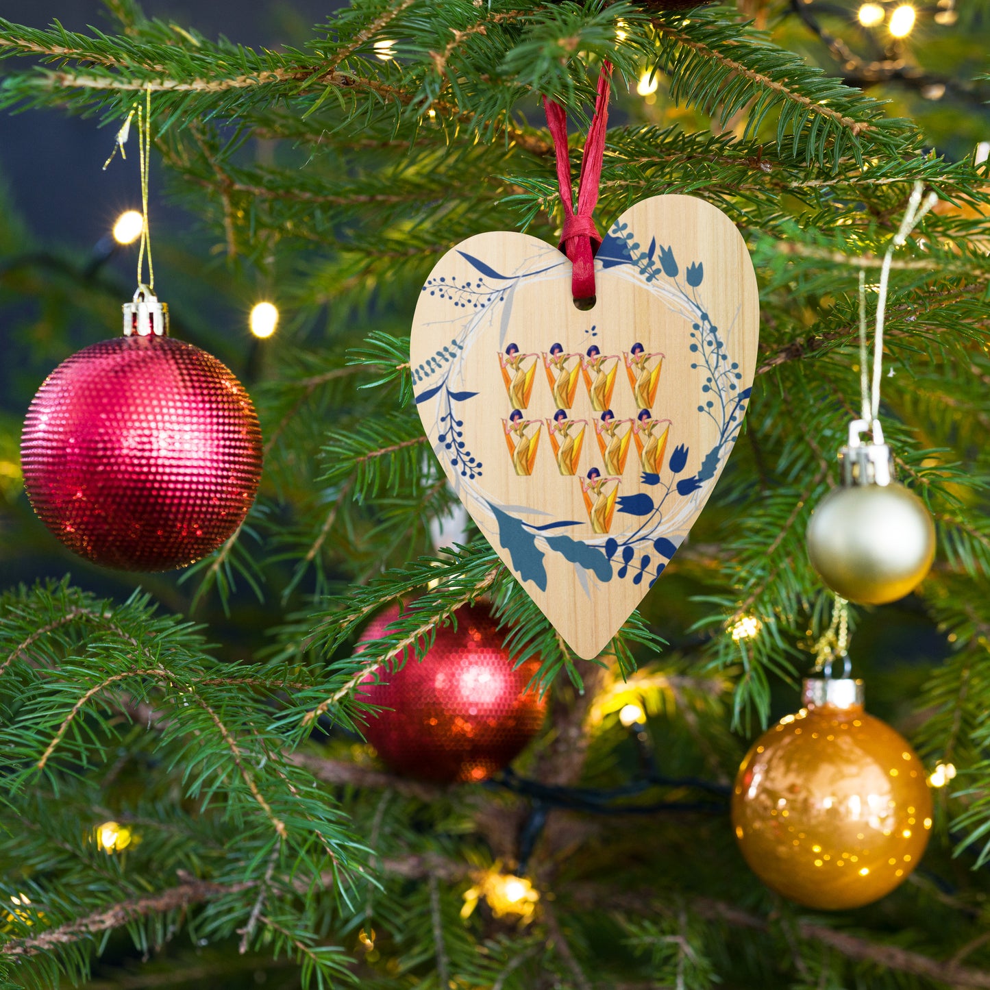 Nine Ladies Dancing Wooden ornaments