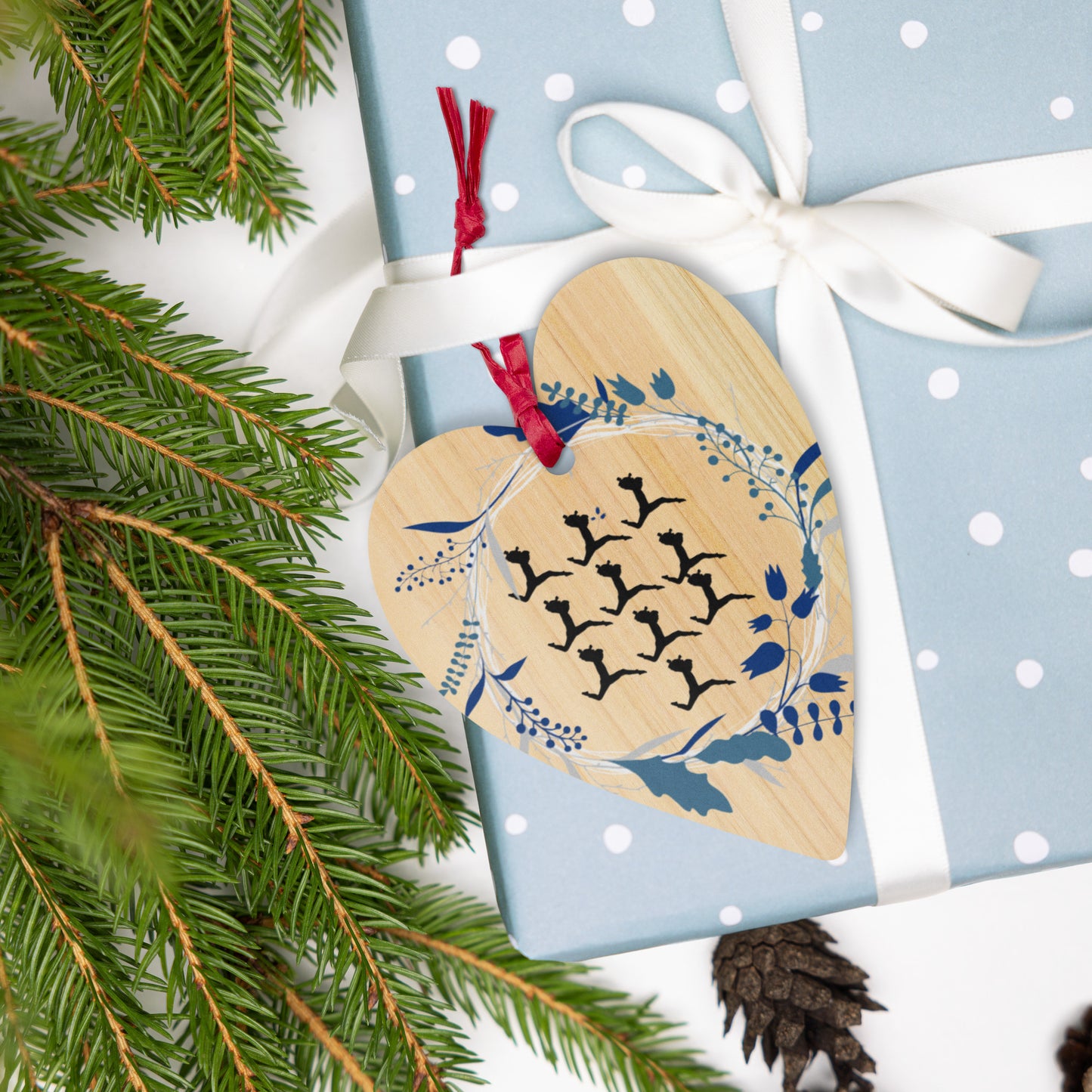 Ten Lords A-leaping Wooden ornaments