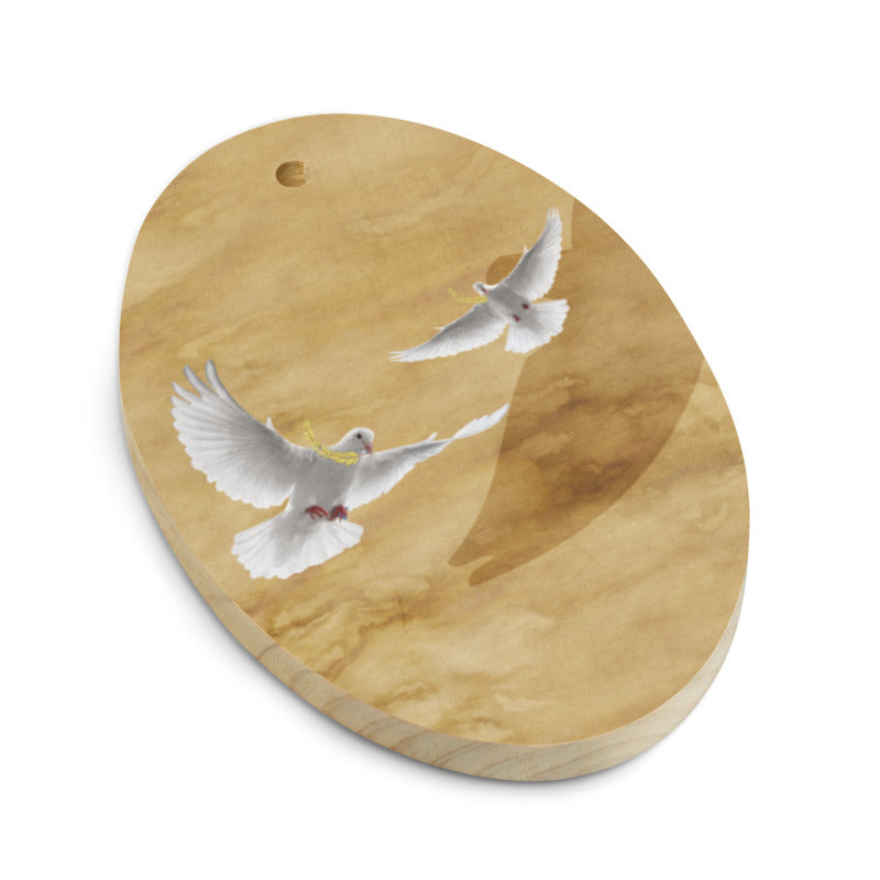 Two Turtle Doves Wooden Ornaments