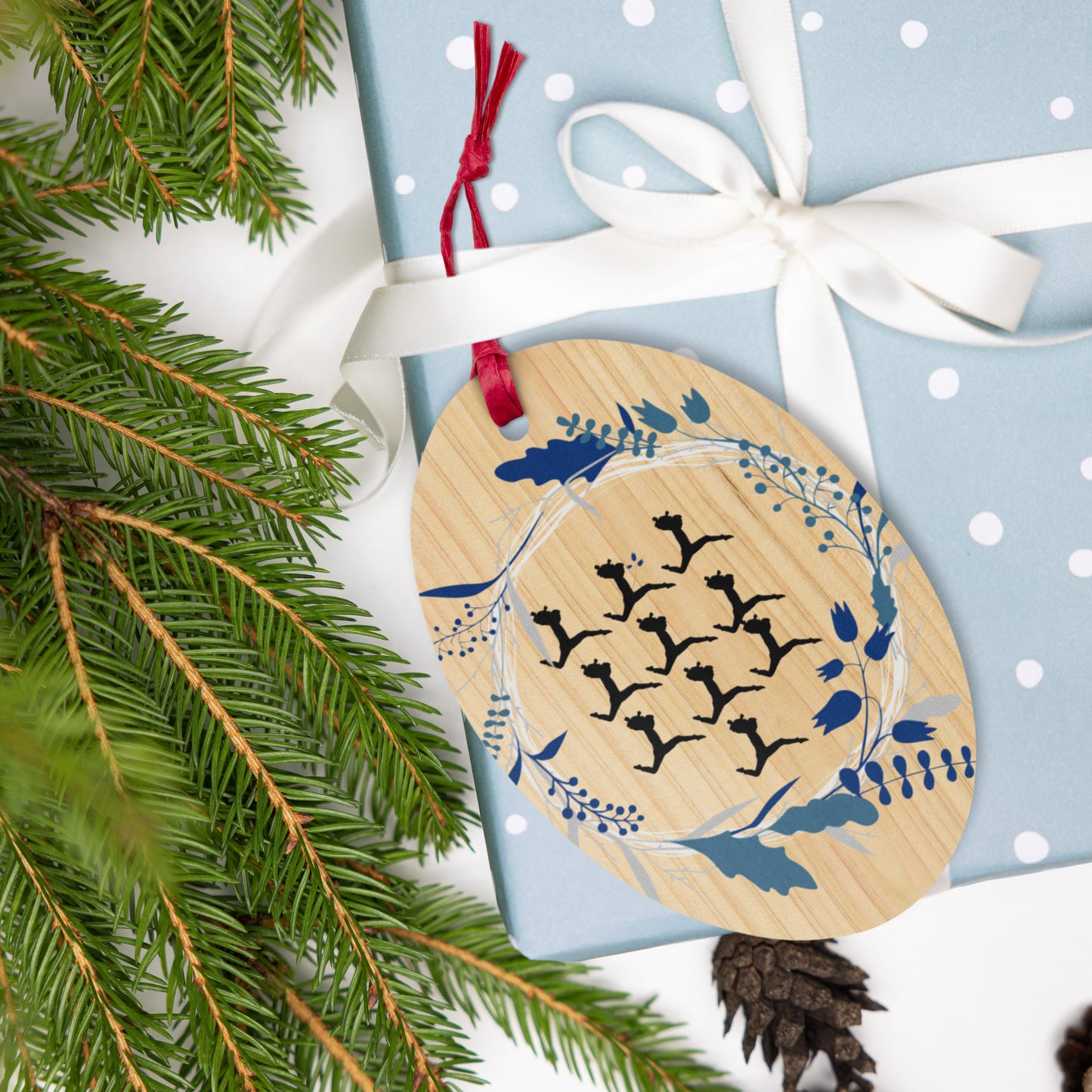 Ten Lords A-leaping Wooden ornaments