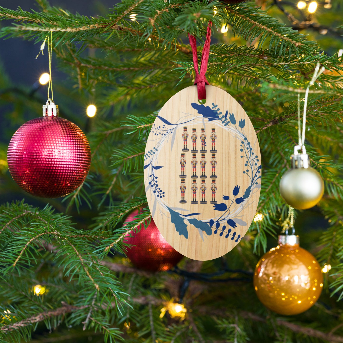 Twelve Drummers Drumming Wooden Ornaments