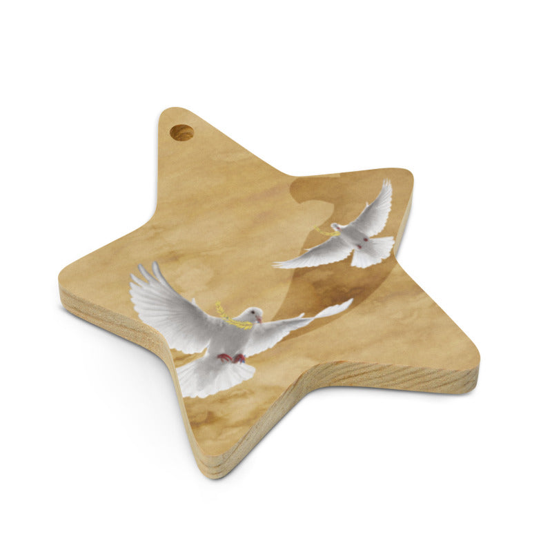 Two Turtle Doves Wooden Ornaments