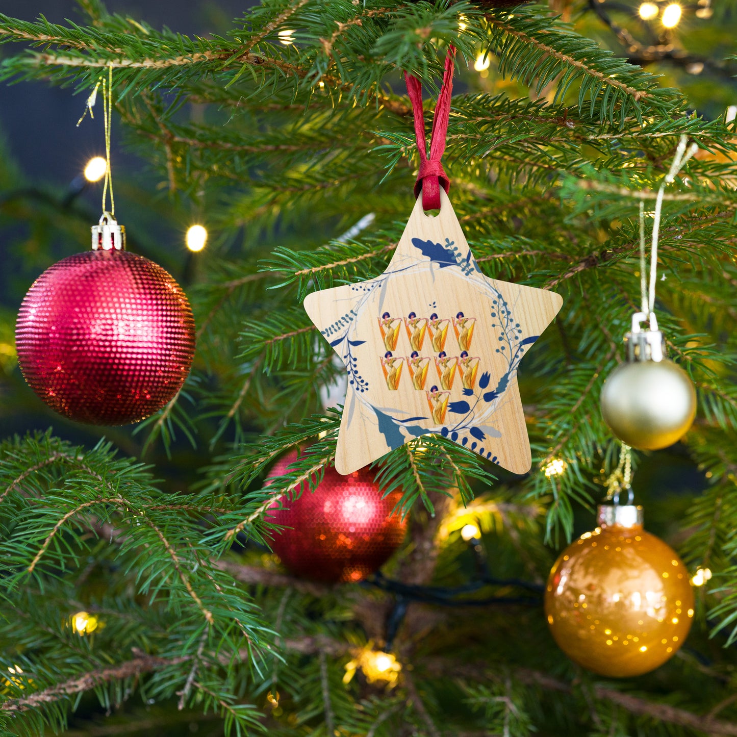 Nine Ladies Dancing Wooden ornaments