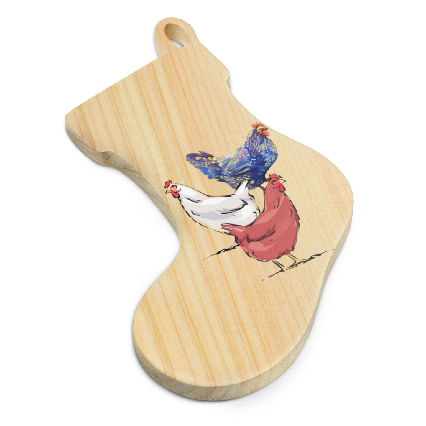 Three French Hens Wooden Ornaments