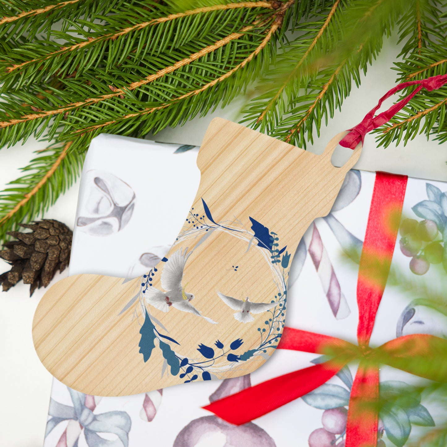 Two Turtle Doves Wooden ornaments