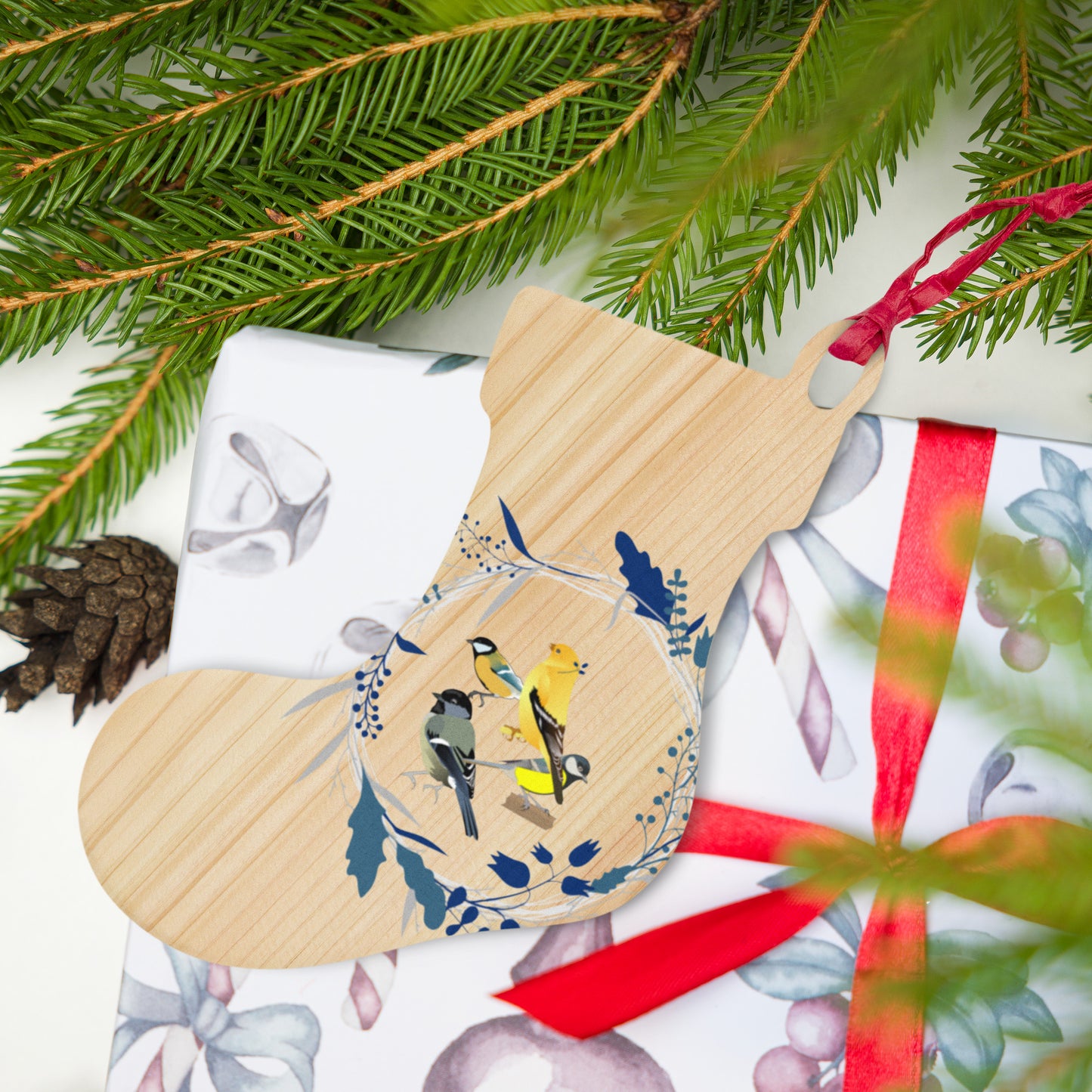 Four Callin' Birds Wooden ornaments