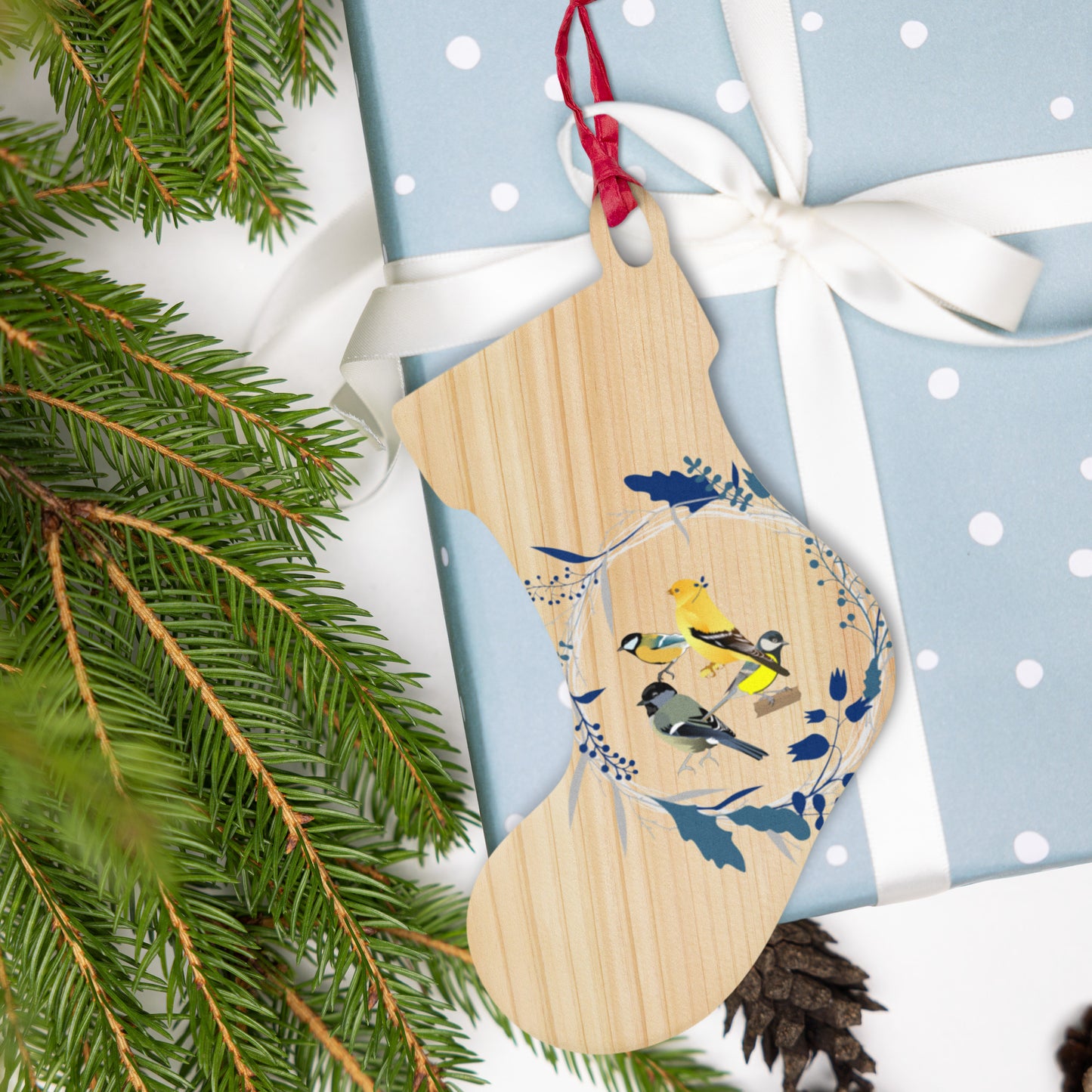 Four Callin' Birds Wooden ornaments