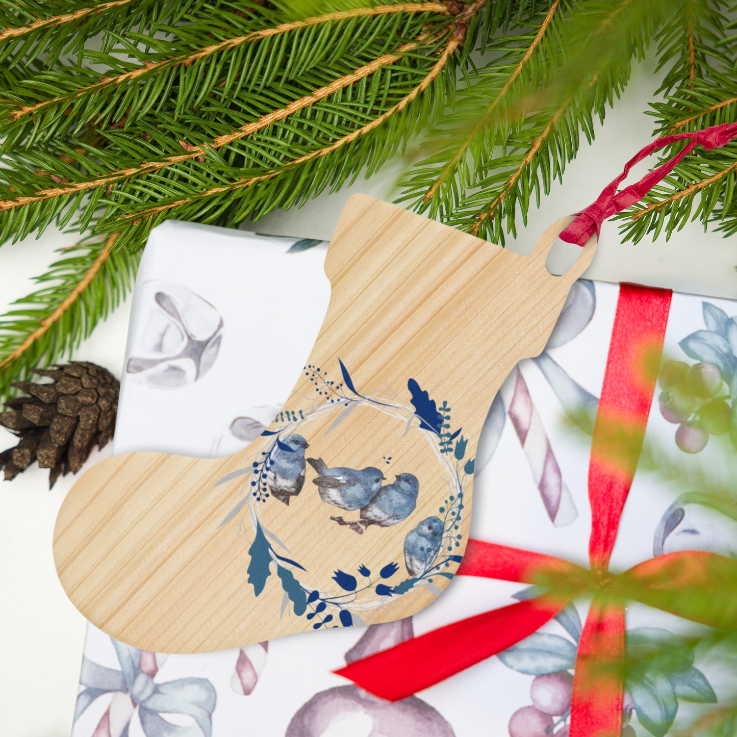 Four Calling Birds Wooden ornaments