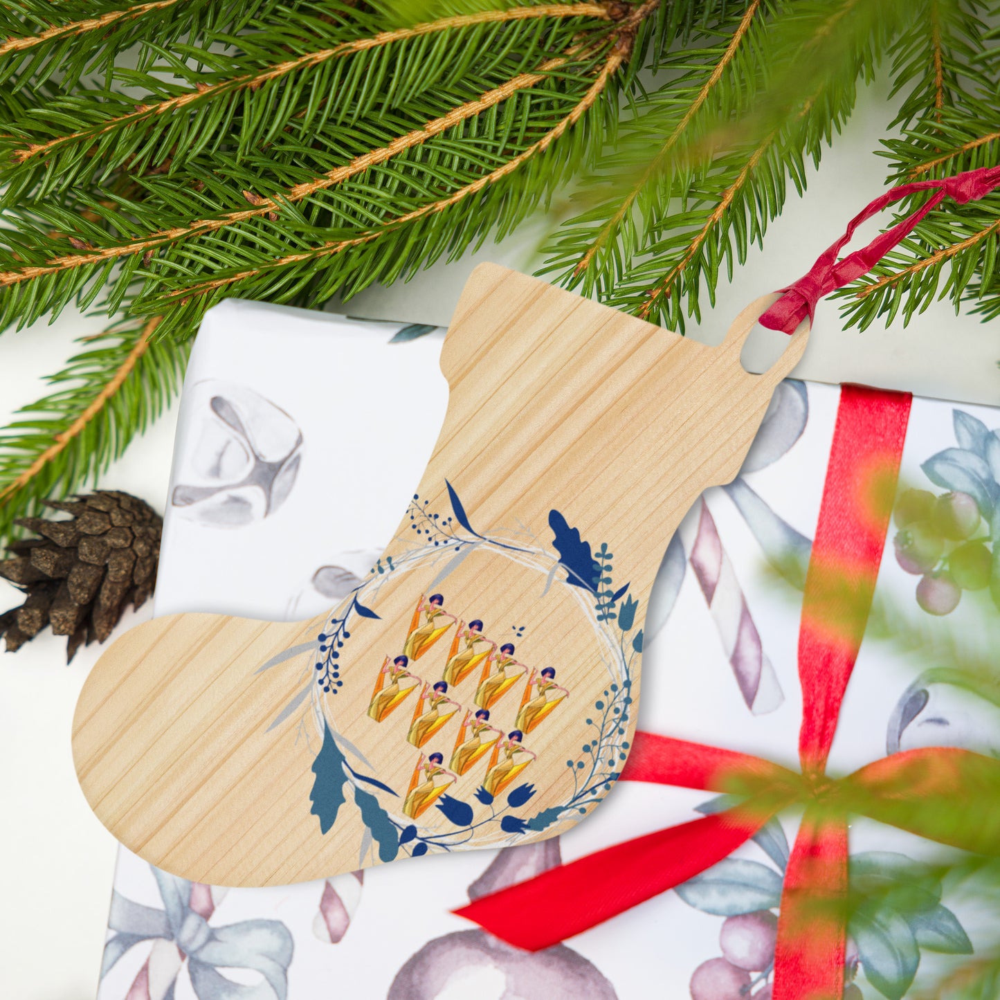 Nine Ladies Dancing Wooden ornaments