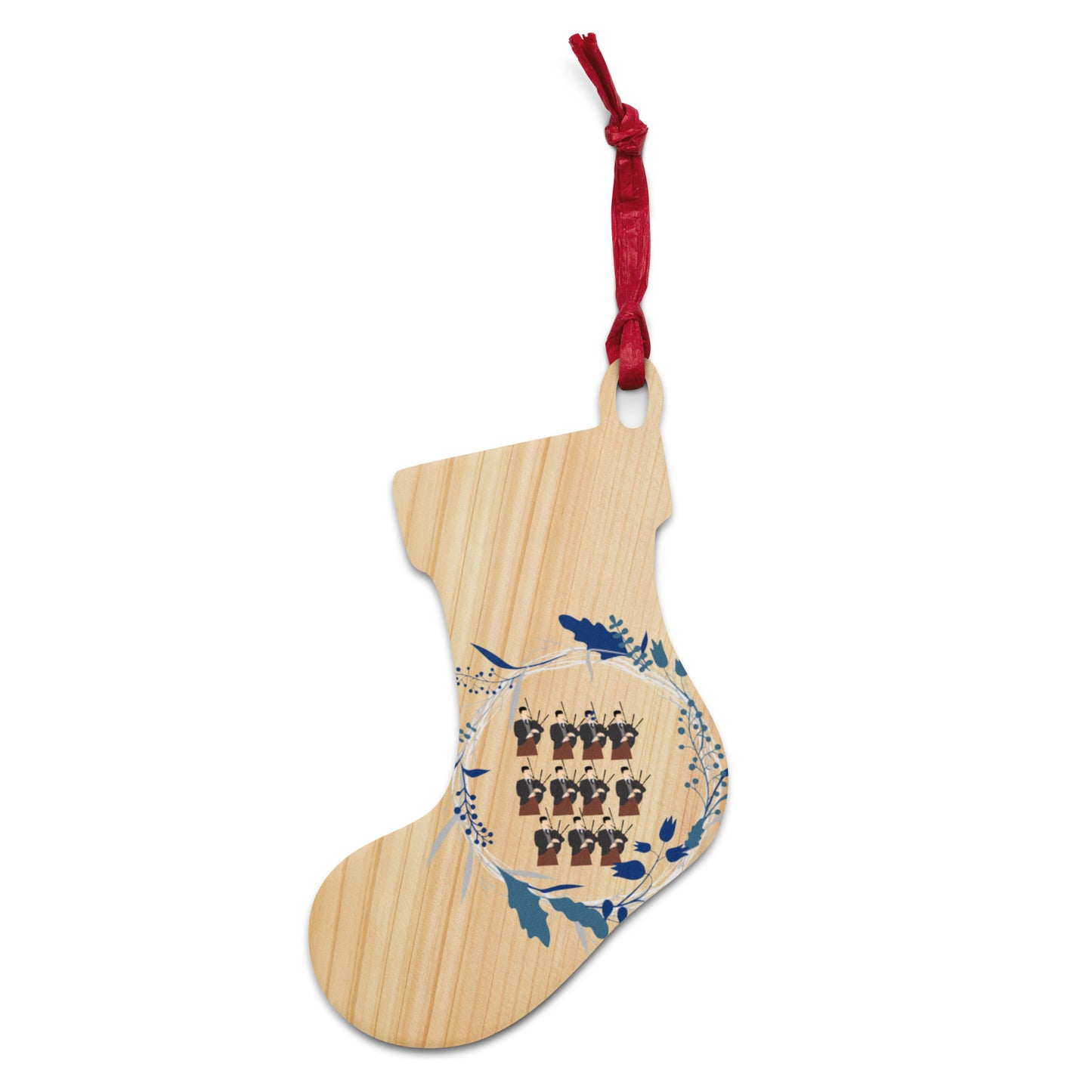 Eleven Pipers Piping Wooden ornaments