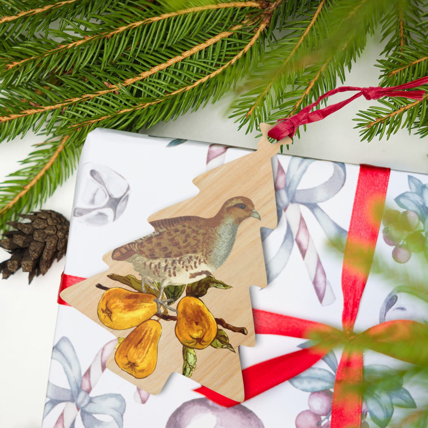 Partridge In A Pear Tree Wooden Ornaments