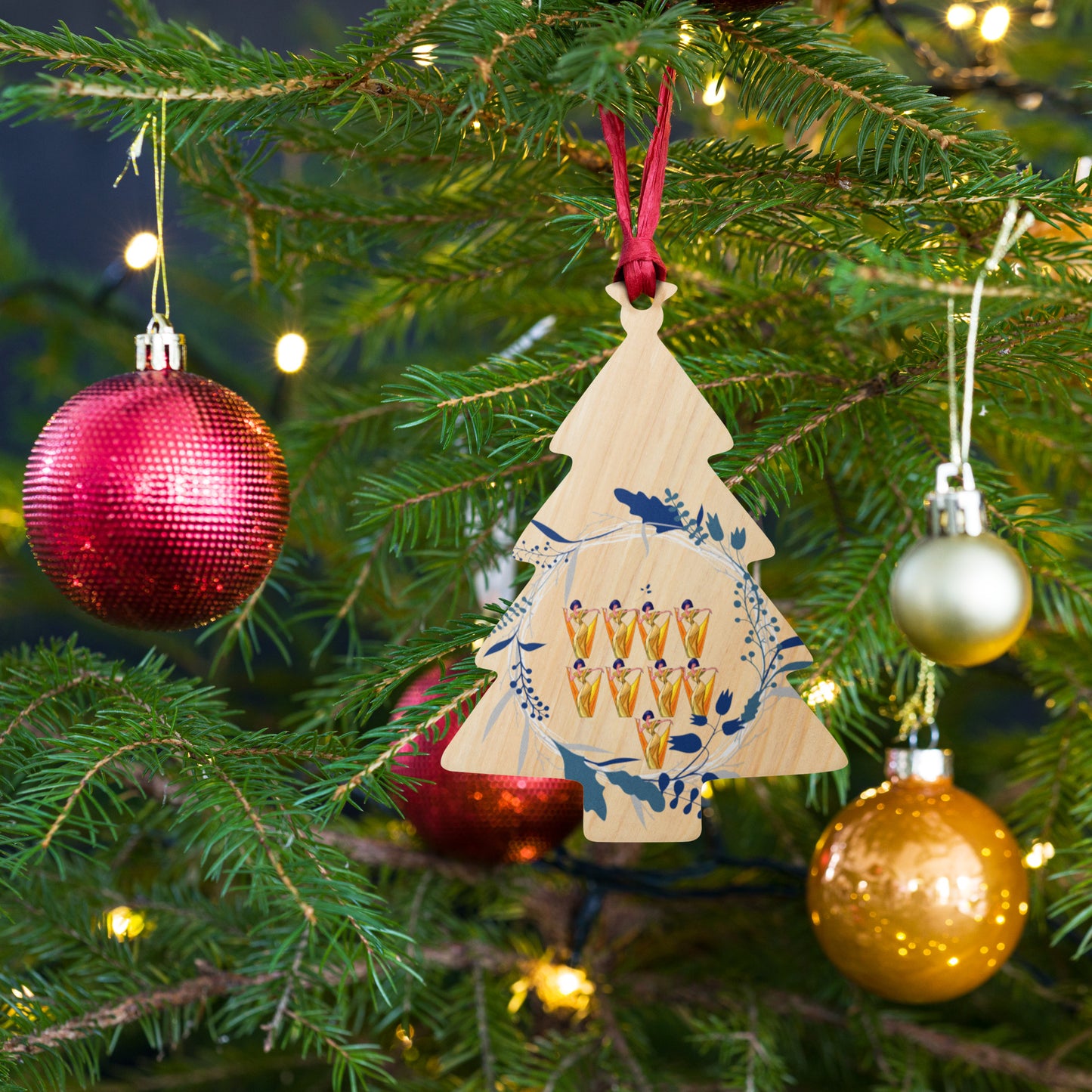 Nine Ladies Dancing Wooden ornaments